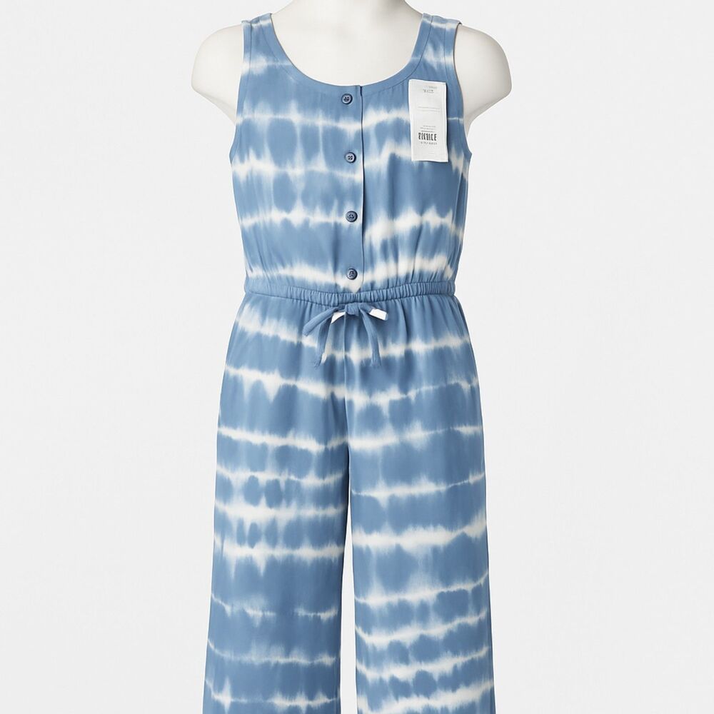 SO Kohl's Girls XS (6/6X) Tie-Dye Blue Wide Strap Tank Jumpsuit NWT